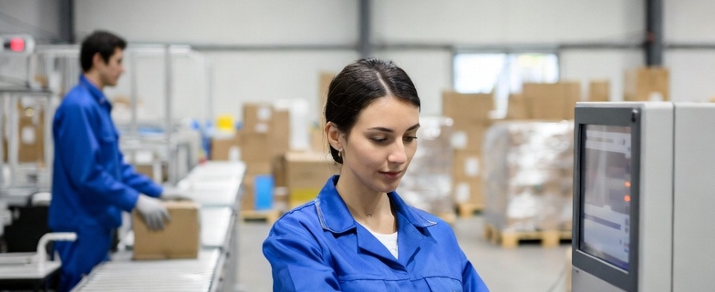 Zeitarbeit Polen Deutschland – Mitarbeiter in der Logistikhalle