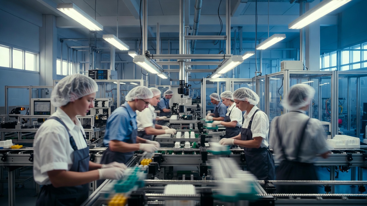 Polnische Produktionsmitarbeiter in einem deutschen Betrieb